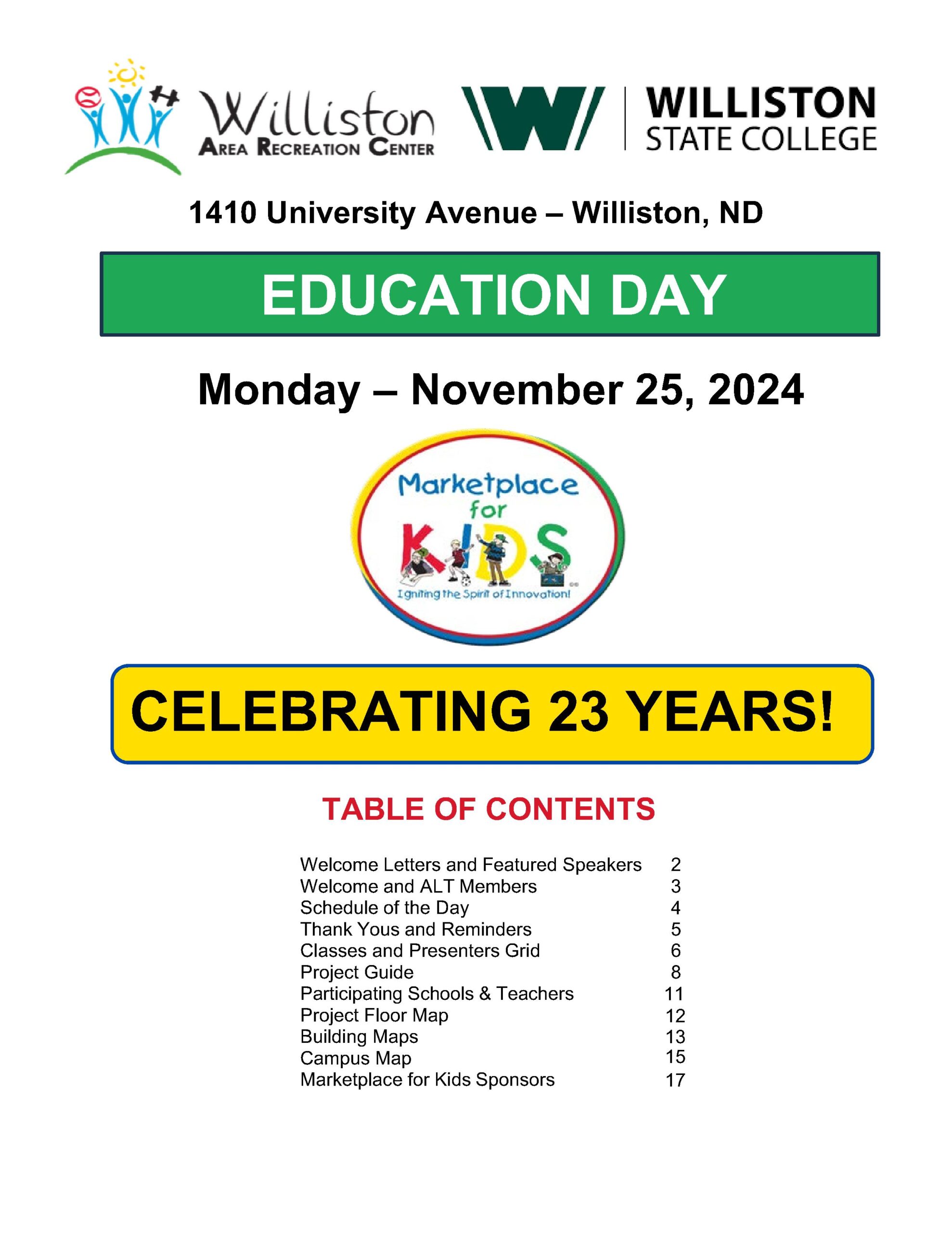 2017 Williston Education Day Guide