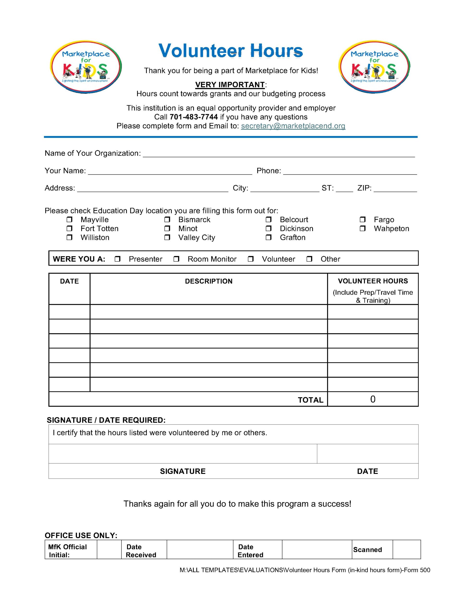 2026-2027_Volunteer Hours Volunteer Information