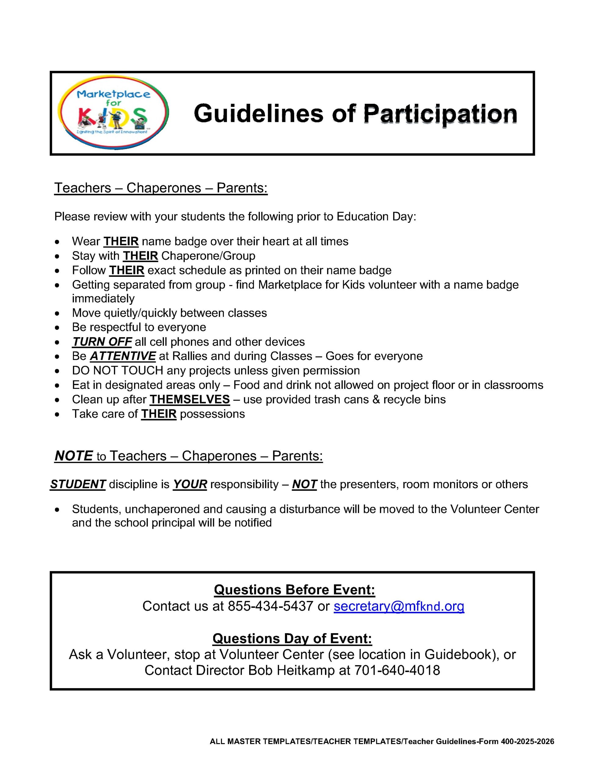 Guidelines of Participation 2025-2026